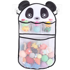 Bath Toy Storage, Cute Bath Toy Net 35 x 60 cm, Bath Toy Storage for Children, Toy Net Bath Net with 2 Suction Cup Hooks, Bathroom Toy Organiser (Black)