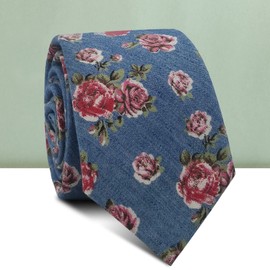 Mantieqingway Men Skinny Tie Cotton Floral Tie 2.56'' Slim Necktie for Wedding Groomsmen Neck Tie…