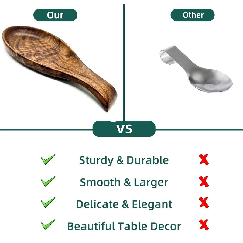 Kityemo Walnut Wooden Spoon Rest Cooking Spoon Holder Organizer Heat-Resistant