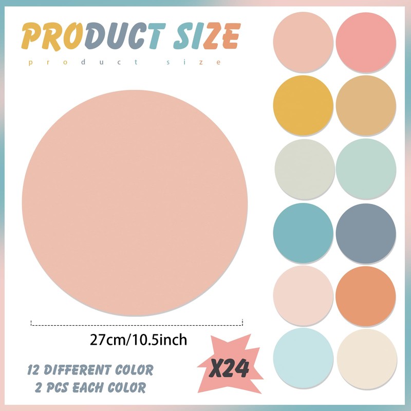 Lincia 24 Pack Colorful Erase Dots Circles 10.5 Inch Removable