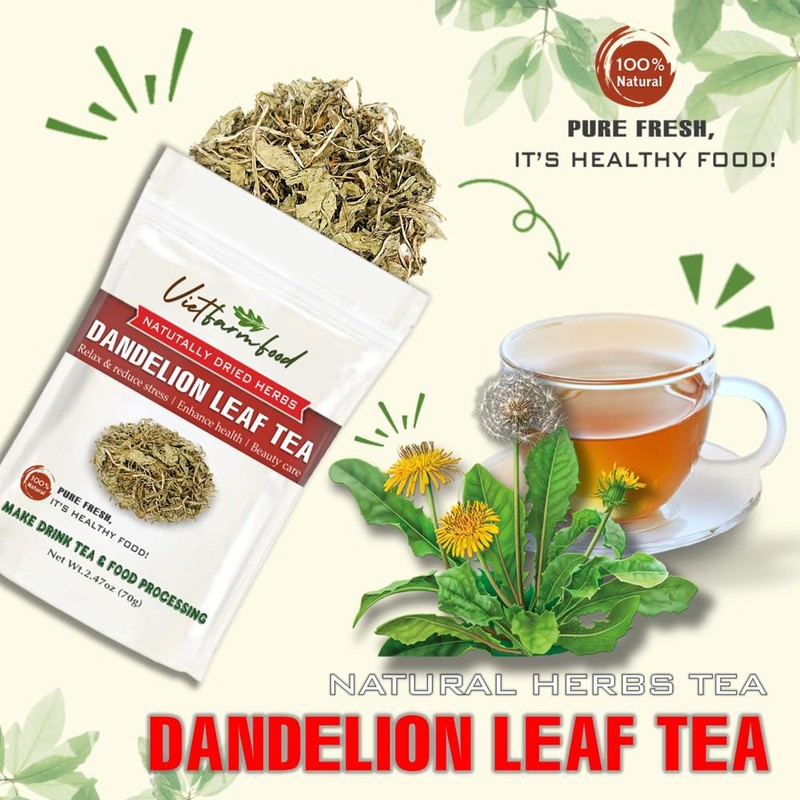 DANDELION LEAF TEA 2.47 Oz (70g) VIETFARMFOOD:Natural pure dried herbs
