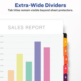 Avery Extra-Wide Ready Index Dividers for 3 Ring Binders, 9-1/4" x 11", 10-Tab Sets, Printable Table of Contents, White Paper, Multicolored Tabs, 4 Binder Divider Sets (34776)