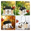 Solar Bird Feeder House for Outdoors, Metal Large Capacity 3-Compartment