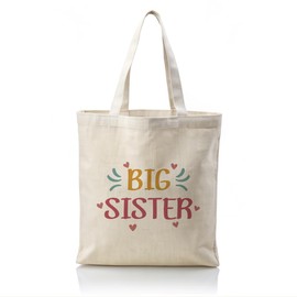 WDSXWH Big Sister Canvas Totes, Big Sister Gift for Birthday Christmas, Women Aesthetic Canvas Tote Bag for Big Sister, Reusable Cloth Cotton Tote Bags, Casual Cotton Tote Bag for Work A46