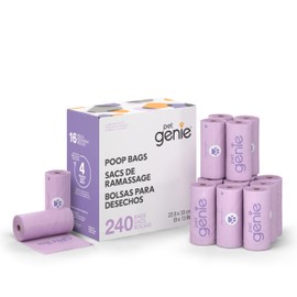 Pet Genie On The Go Dog Poop Bags - 16 Rolls (240 Count) | Reliable Strength & Leak-Proof | Lavender Scent | 65% Recycled Plastic