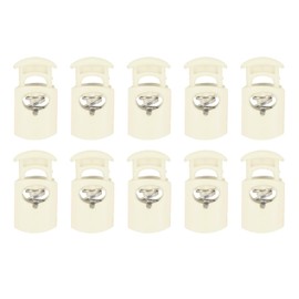 sourcing map 10pcs Plastic Cord Locks Single Hole Spring Toggle Stopper Clip Elastic Clasp Lock Fastener for Drawstring, Paracord, Bags, Clothing, Gloves String Lock Replacement, Beige