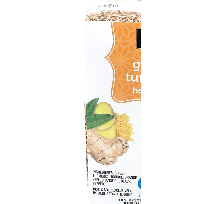 Ginger and Turmeric Herbal Tea Bags, 3 Pack, Total 60