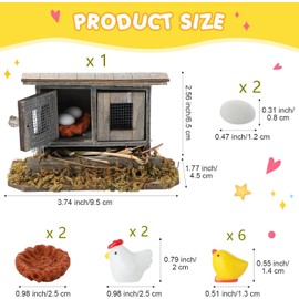 Super Idee Miniature Chicken Coop with Chickens Chicks and Eggs Nativity Accessories for Dollhouse Easter Spring Decoration Miniature Garden Fairy Garden Farm Christmas Gnome Door Accessories