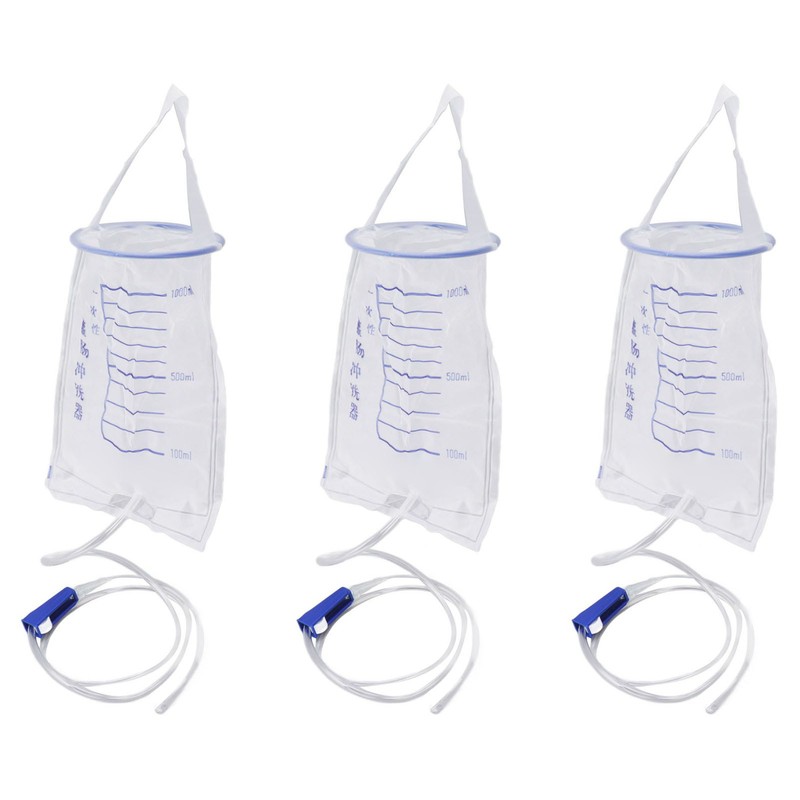 10PCS Enema Bag Set 1000ML Silicone Reusable Hangable Enema Cleaner
