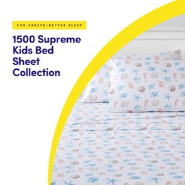 1500 Supreme Kids Bed Sheet Collection - Fun Colorful and Comfortable Boys and Girls Toddler Sheet Sets - Deep Pocket Wrinkle Free Soft and Cozy Bedding - Twin XL, Seashells