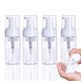 PEPAX 4 Pack Foam Pump Bottle Dispenser - 50ml Foam Soap Dispenser Foaming Pump Bottle Empty Plastic Refillable Shampoo Dispenser for Travel