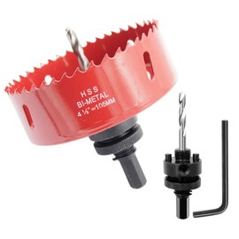 LAIWEI Hole Saw 105 mm, Heavy Duty Mandrel Hole Drill, 4341 Drill, Hole Cutter for Drilling Holes in Wood, Aluminium, PVC and Other Materials, Drilling Tools