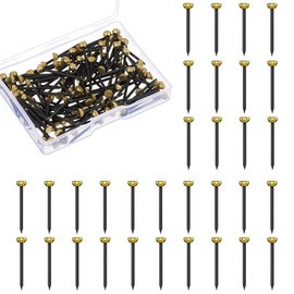 120 PCS Picture Nails with 25 mm Length - Steel Nails for Use on Concrete, Brick, Plaster & Wood - Hardened Steel Nails as Picture Hanging - Made in Europe ,Nails for Hanging Pictures(Golden Head