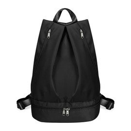 HUA ANGEL Unisex Waterproof Sports Backpack Women's Sports Bag with Wet Compartment Lightweight Backpack with Large Shoe Compartment for Swimming Travel Gym Yoga, black 1
