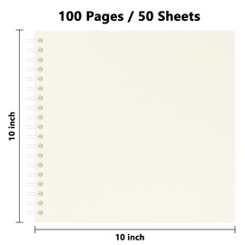 Hiwhy Scrapbook 10x10 Inch DIY Scrapbook Album Hardcover Kraft Paper Scrap Book Photo Albums 50 Sheets Memory Book for Family, Wedding, Cream