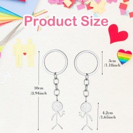 Ymapinc 2Pcs Funny Finger Heart Keychains, Couples Matching Friendship Keychain for Men Women Friend Doodle Small Metal Key Chains Bag Wallet(Stainless Steel, Sliver)