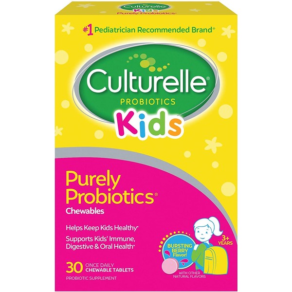 Culturelle Kids Chewable Daily Probiotic for Kids – Natural Berry – Supports Immune, Digestive, and Oral Health – for Age 3+ – Gluten,Dairy,Soy-Free – Packaging May Vary – 30 Count