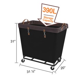 StorageWorks 320L Laundry Basket with Wheels, Extra Large Rolling Hampers for Clothing Organizer, Dirty Clothes Basket for Hote, Home, Closet, Dorm, Black