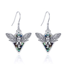 Moth Earrings Sterling Silver Skull Moth Dangle Earrings Gothic Jewelry Gift for Women, Sterling Silver, No Gemstone