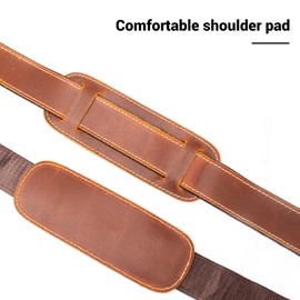 Genuine Leather Bag Strap Replacement Shoulder Strap Adjustable with Padded for Duffel Bag, Crossbody Bag, Laptop Bag, Briefcase, Messenger Bag,Brown