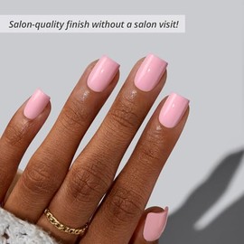 BTArtbox Uñas postizas extra cortas - Mom Grace, uñas postizas cuadradas de color rosa pastel fáciles de aplicar con pegamento y pestañas adhesivas en