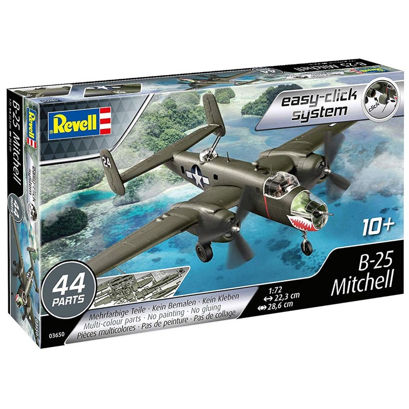 Revell Easy-Click 03650 B-25 Mitchell 1:72 Scale Unbuilt/Pre-coloured/Click-Together (Non-Glue) Plastic