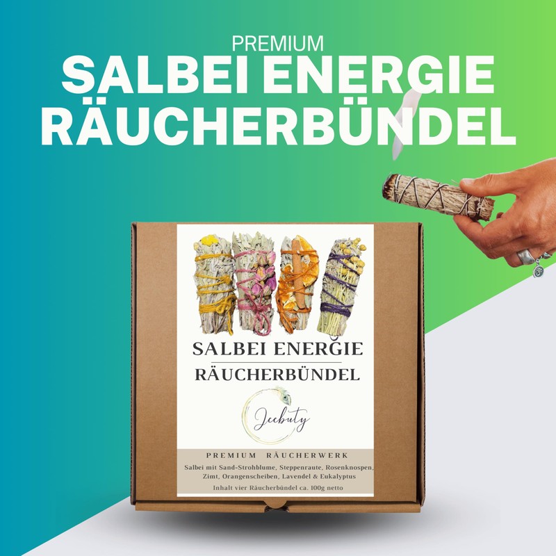 JEEBUTY Sage Energy Incense Bundles, Pack of 4, Approx. 10