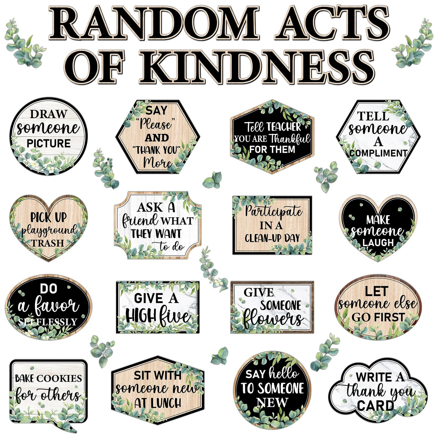 QOUBAI Greenery Random Acts of Kindness Classroom Bulletin Board ...
