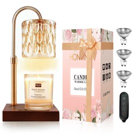 Honvinor Candle Warmer Lamp, Candle Warmer Light with Timer & Dimmer, Candle Warmer Lamp Adjustable Height, Compatible with Jar Scented Candles, Candle Warming Lamp with 3 Bulbs for Home Decor