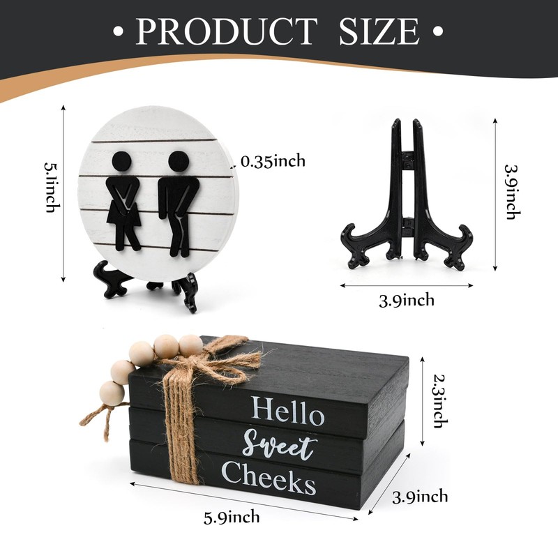 Bathroom Shelf Decor Farmhouse Funny Bathroom Decor Signs,3D Round Shiplap