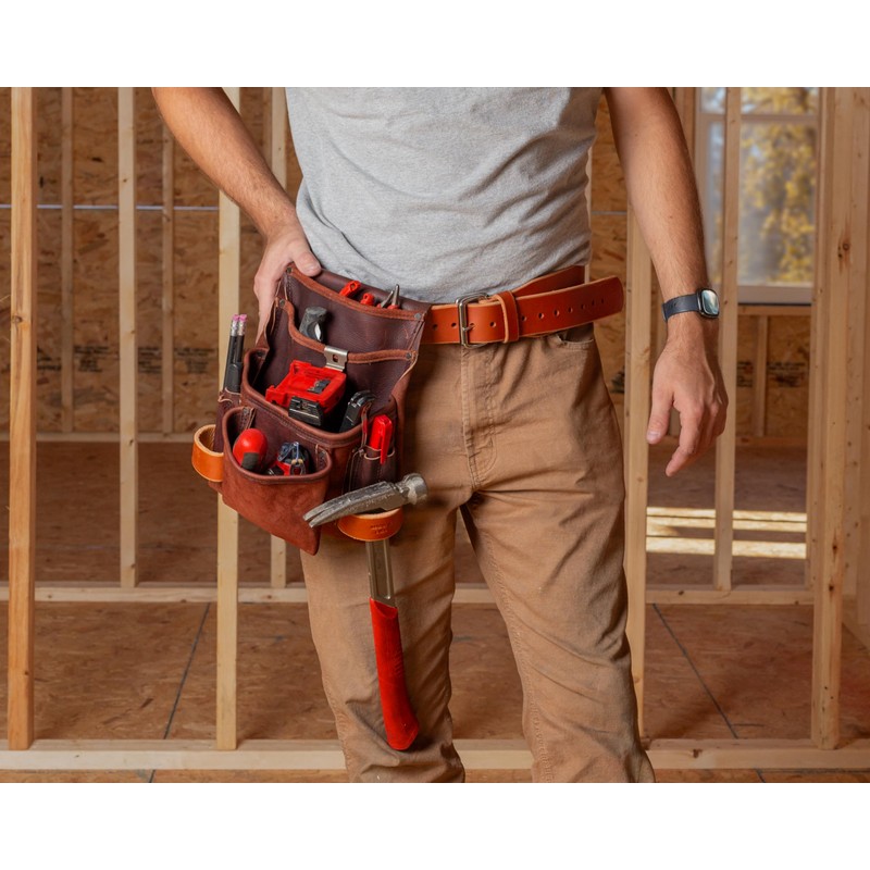 Heavy Duty Tool Pouch - All Leather - Reinforced Seams