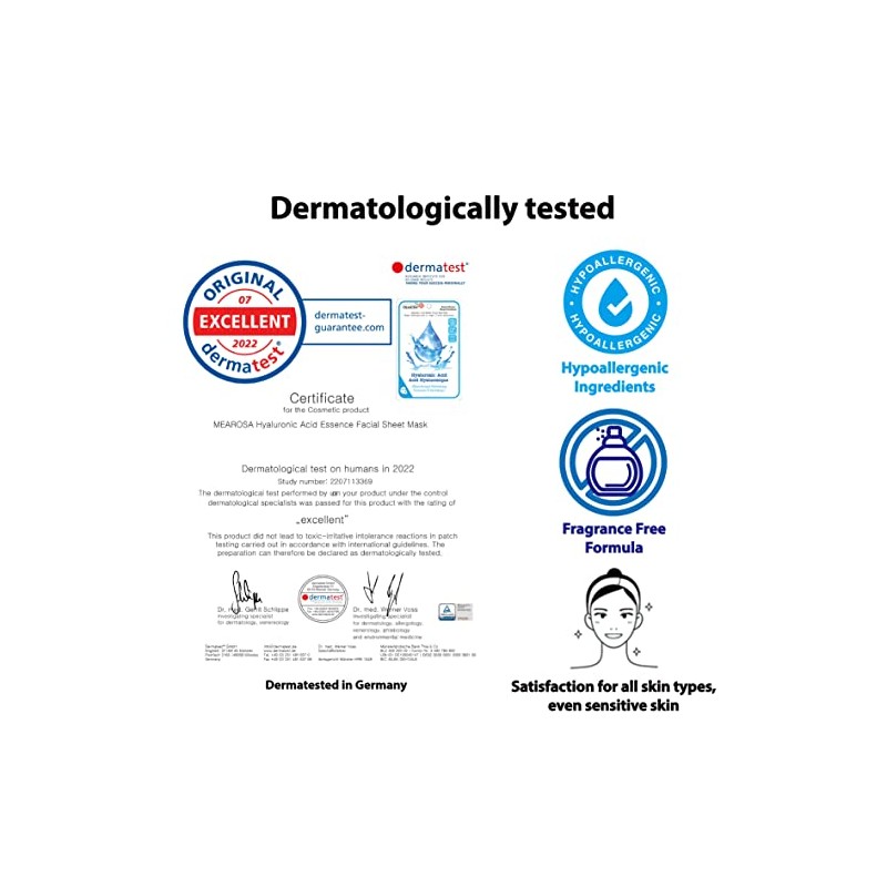 MEAROSA DESIGN Mearosa Dermatológicamente Probado, 8.5 Ácido Hialurónico, Niacinamida, Vitamina