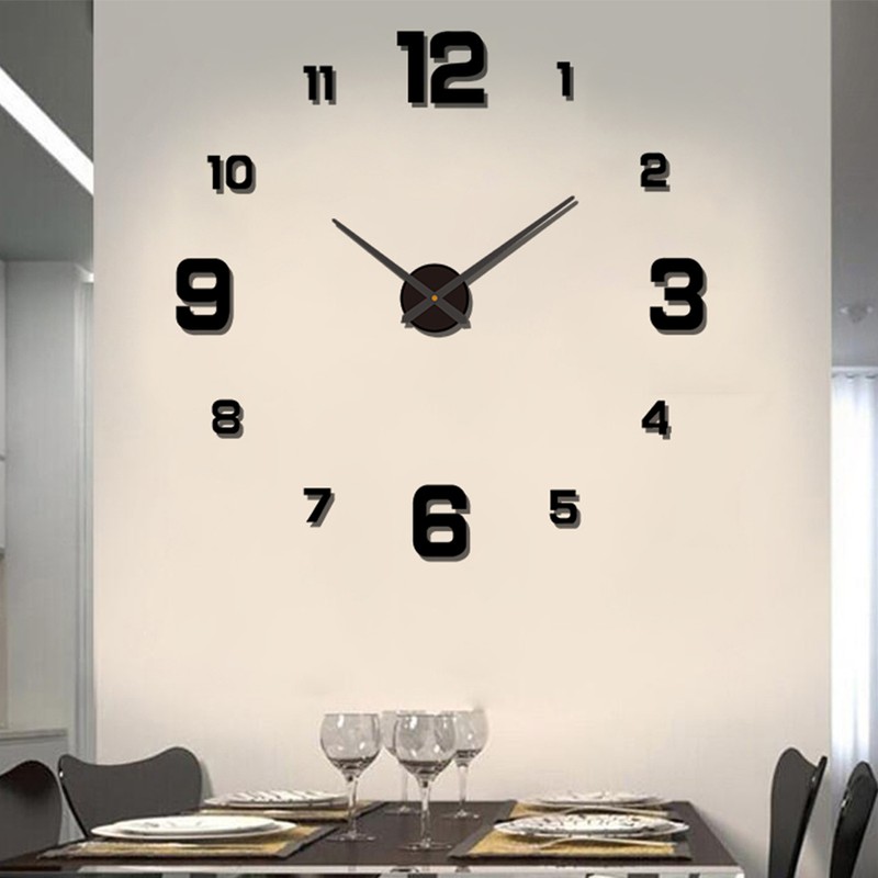 3D DIY Luminous Dial Drill-free Acrylic Frameless Silent Wall Clock