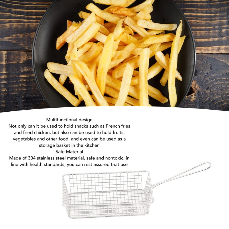 Stainless Steel Deep Fryer Basket with Long Handle Multifunction Easy