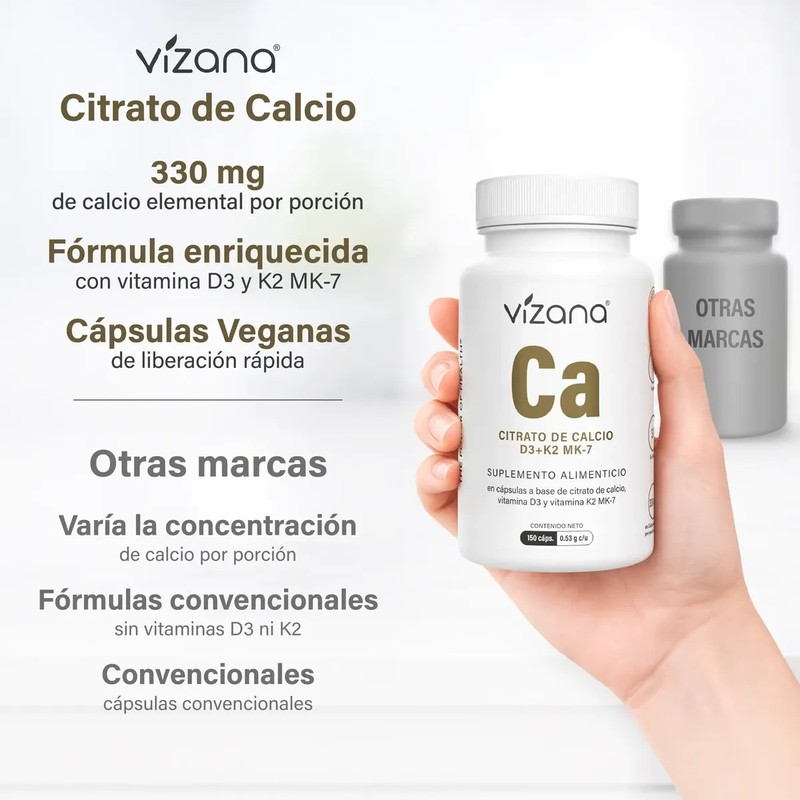 Citrato De Calcio De 150 Caps-530 Mg Vizana Nutrition