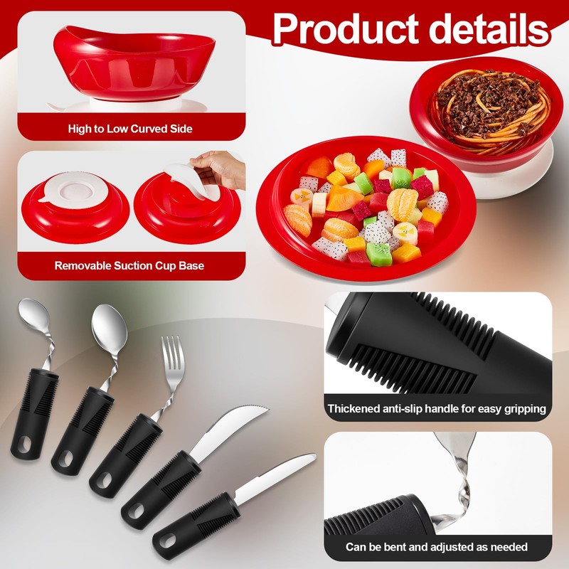 2 Sets Adaptive Utensils Bowl and Plate Set Adaptive Self