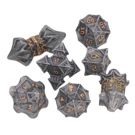 Dice Set Eye Catching Lightweight Alloy Dice Set for Playing Game and Ancient Crafts Hobby Grey Gold