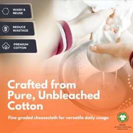 LITO Linen And Towel Cheesecloth | 100% Unbleached Organic Cotton Muslin Cloth| Pastry Cloth, Cheese Cloth for Straining, Filtering Sauces & Nut Milk| Natural| Grade 90 Fine Mesh| 18 Sq Ft| Pack of 2