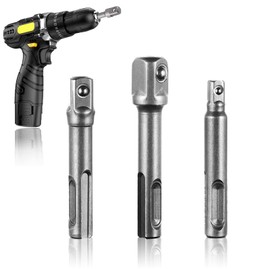 3 Stück SDS Plus Stecknuss Adapter Set,1/4",3/8",1/2" Vierkant Bohrer Schnellwechsel Verlängerungs-Steckverbinder, SDS Adapter Schaft Adapterzubehör für Impact Drill Hammer Drill