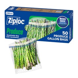 Ziploc Food Storage Produce Bags, Seal Top to Keep and Control Moisture, 50 Bags Total