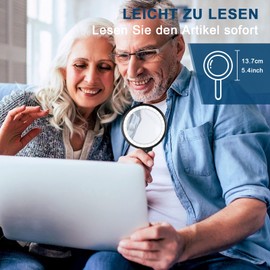 Lupe mit Licht, 33 LED-Leselupe 30x 60x Handlupe - 3 Modi Leselupe mit Licht für Senioren Groß, Inspektion, Münzen, Schmuck(Schwarz)
