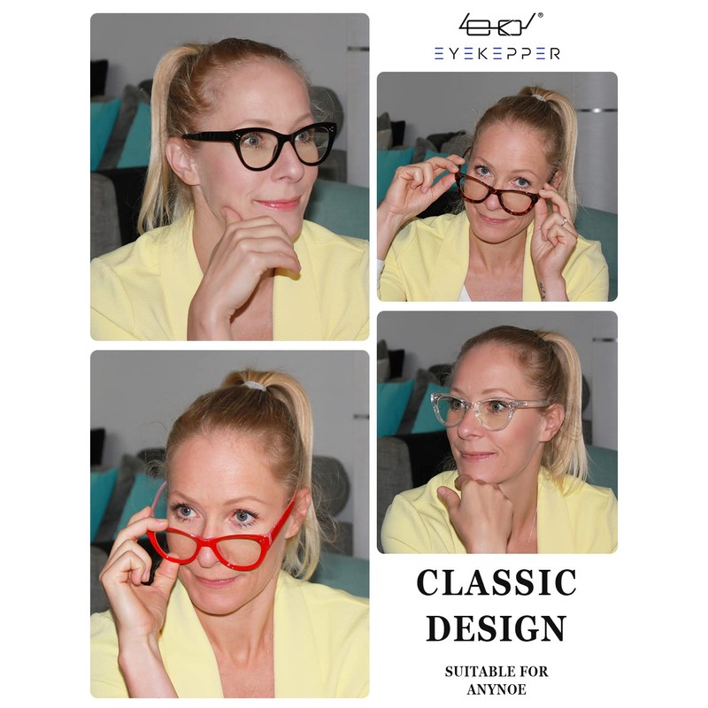 Eyekepper 4 Pack Oversized Blue Light Filter Glasses Women Cat