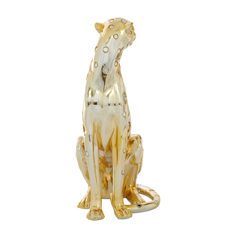 Deco 79 Polystone Leopard Sculpture, 7" x 9" x 16",