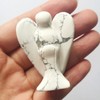 Manekieko Natural White Howlite Turquoise Healing Crystal Prayer Guardian Angel