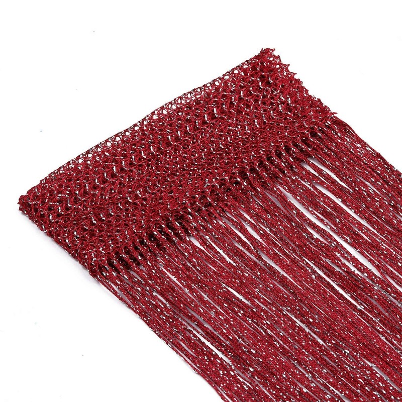 WedDecor Burgundy String Curtains Glitter Fringe Panel Fly Screen Room