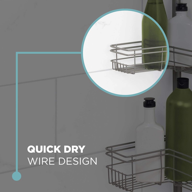 Zenna Home Shower Tension Pole Caddy, Satin Nickel