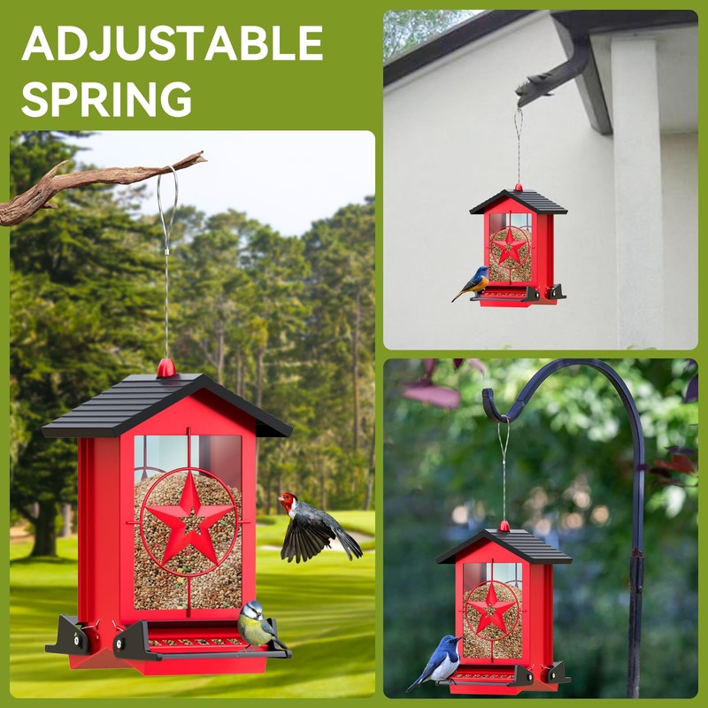 Squirrel Proof Bird Feeder for Outdoors Hanging, Metal Wild Bird