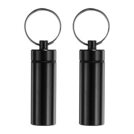 sourcing map 2 Pcs Metal Toothpick Holder, Reusable Toothpick Case Waterproof Toothpick Container with Keychain for Outdoor Picnic Camping Traveling, Black