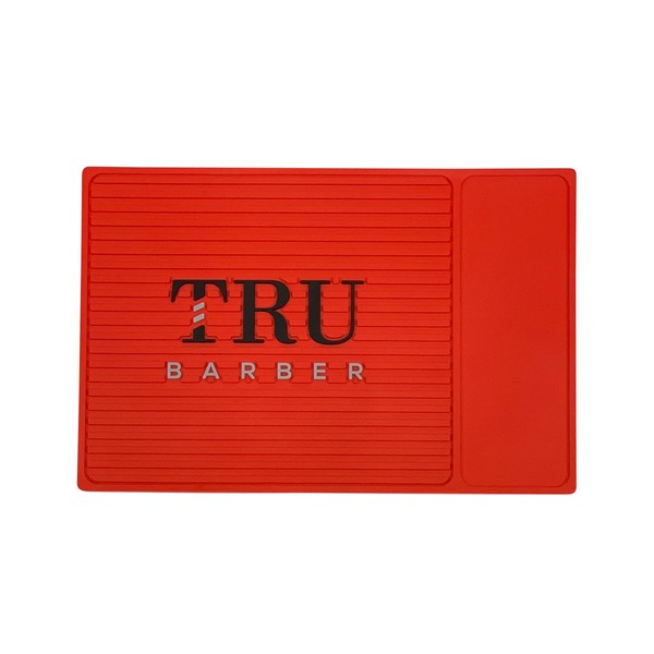 TRU BARBER MAT 14”X 9” (Red) Flexible PVC Station Mat, Professional Mat, Salon and Barbershop Work Station Pads, Beauty Salon Tools Hairstylist, Counter mat for Clippers, Anti Slip
