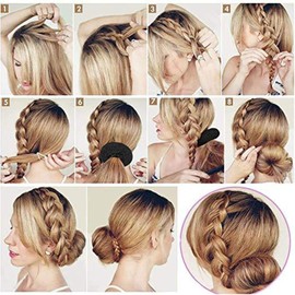 Hair Bun Maker Set, Donut Moño Kit - 7 Piezas Donut Bun Maker, 10 Piezas Horquillas para el Cabello y 5 Piezas Bandas Elásticas - Hair Bun Shaper Set para Hacer Trenzas y Peinados Bonitos